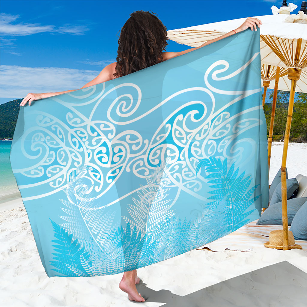 Aotearoa Maori Koru Curves Sarong Silver Ferns - Turquoise LT7 One Size 44 x 66 inches Turquoise - Polynesian Pride