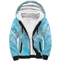 Aotearoa Maori Koru Curves Sherpa Hoodie Silver Ferns - Turquoise LT7 Unisex Turquoise - Polynesian Pride