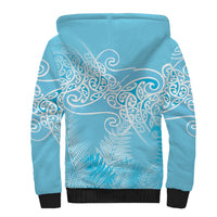 Aotearoa Maori Koru Curves Sherpa Hoodie Silver Ferns - Turquoise LT7 - Polynesian Pride