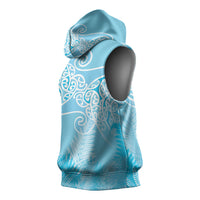 Aotearoa Maori Koru Curves Sleeveless Hoodie Silver Ferns - Turquoise LT7 - Polynesian Pride