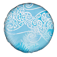 Aotearoa Maori Koru Curves Spare Tire Cover Silver Ferns - Turquoise LT7 - Polynesian Pride