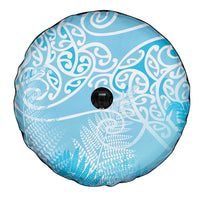 Aotearoa Maori Koru Curves Spare Tire Cover Silver Ferns - Turquoise LT7 - Polynesian Pride