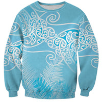 Aotearoa Maori Koru Curves Sweatshirt Silver Ferns - Turquoise