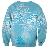 Aotearoa Maori Koru Curves Sweatshirt Silver Ferns - Turquoise