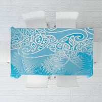 Aotearoa Maori Koru Curves Tablecloth Silver Ferns - Turquoise LT7 Turquoise - Polynesian Pride