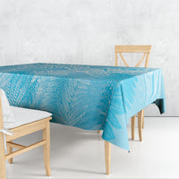Aotearoa Maori Koru Curves Tablecloth Silver Ferns - Turquoise LT7 - Polynesian Pride