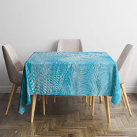 Aotearoa Maori Koru Curves Tablecloth Silver Ferns - Turquoise LT7 - Polynesian Pride