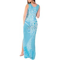 Aotearoa Maori Koru Curves Tank Maxi Dress Silver Ferns - Turquoise LT7 - Polynesian Pride