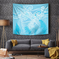 Aotearoa Maori Koru Curves Tapestry Silver Ferns - Turquoise LT7 Turquoise - Polynesian Pride