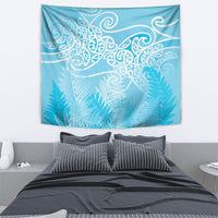 Aotearoa Maori Koru Curves Tapestry Silver Ferns - Turquoise LT7 - Polynesian Pride