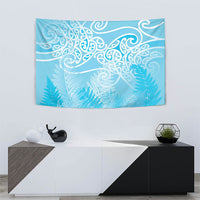 Aotearoa Maori Koru Curves Tapestry Silver Ferns - Turquoise LT7 - Polynesian Pride