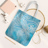Aotearoa Maori Koru Curves Tote Bag Silver Ferns - Turquoise LT7 White Strap One Size Turquoise - Polynesian Pride