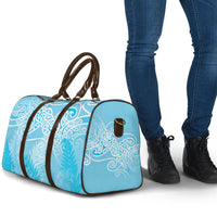 Aotearoa Maori Koru Curves Travel Bag Silver Ferns - Turquoise LT7 - Polynesian Pride