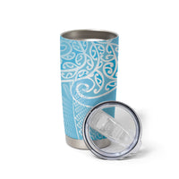 Aotearoa Maori Koru Curves Tumbler Cup Silver Ferns - Turquoise LT7 - Polynesian Pride