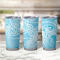 Aotearoa Maori Koru Curves Tumbler Cup Silver Ferns - Turquoise LT7 - Polynesian Pride