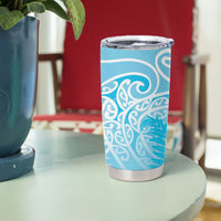 Aotearoa Maori Koru Curves Tumbler Cup Silver Ferns - Turquoise LT7 - Polynesian Pride