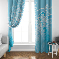 Aotearoa Maori Koru Curves Window Curtain Silver Ferns - Turquoise LT7 - Polynesian Pride