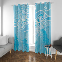 Aotearoa Maori Koru Curves Window Curtain Silver Ferns - Turquoise LT7 With Grommets Turquoise - Polynesian Pride