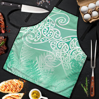 Aotearoa Maori Koru Curves Apron Silver Ferns - Mint LT7 Mint Green - Polynesian Pride