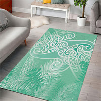 Aotearoa Maori Koru Curves Area Rug Silver Ferns - Mint LT7 - Polynesian Pride