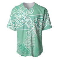 Aotearoa Maori Koru Curves Baseball Jersey Silver Ferns - Mint LT7 Mint Green - Polynesian Pride