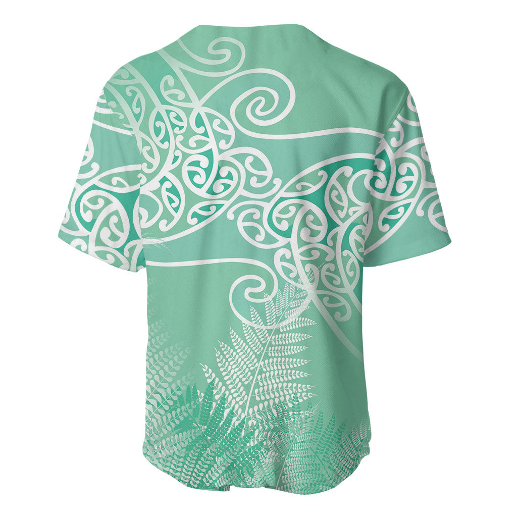 Aotearoa Maori Koru Curves Baseball Jersey Silver Ferns - Mint LT7 - Polynesian Pride