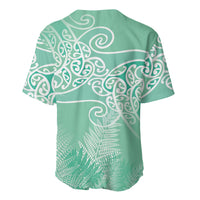 Aotearoa Maori Koru Curves Baseball Jersey Silver Ferns - Mint LT7 - Polynesian Pride