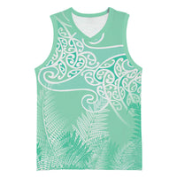 Aotearoa Maori Koru Curves Basketball Jersey Silver Ferns - Mint LT7 Unisex Mint Green - Polynesian Pride