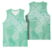 Aotearoa Maori Koru Curves Basketball Jersey Silver Ferns - Mint LT7 - Polynesian Pride