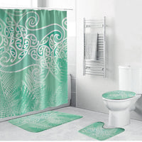 Aotearoa Maori Koru Curves Bathroom Set Silver Ferns - Mint LT7 Bathroom Set (4 pcs) Mint Green - Polynesian Pride