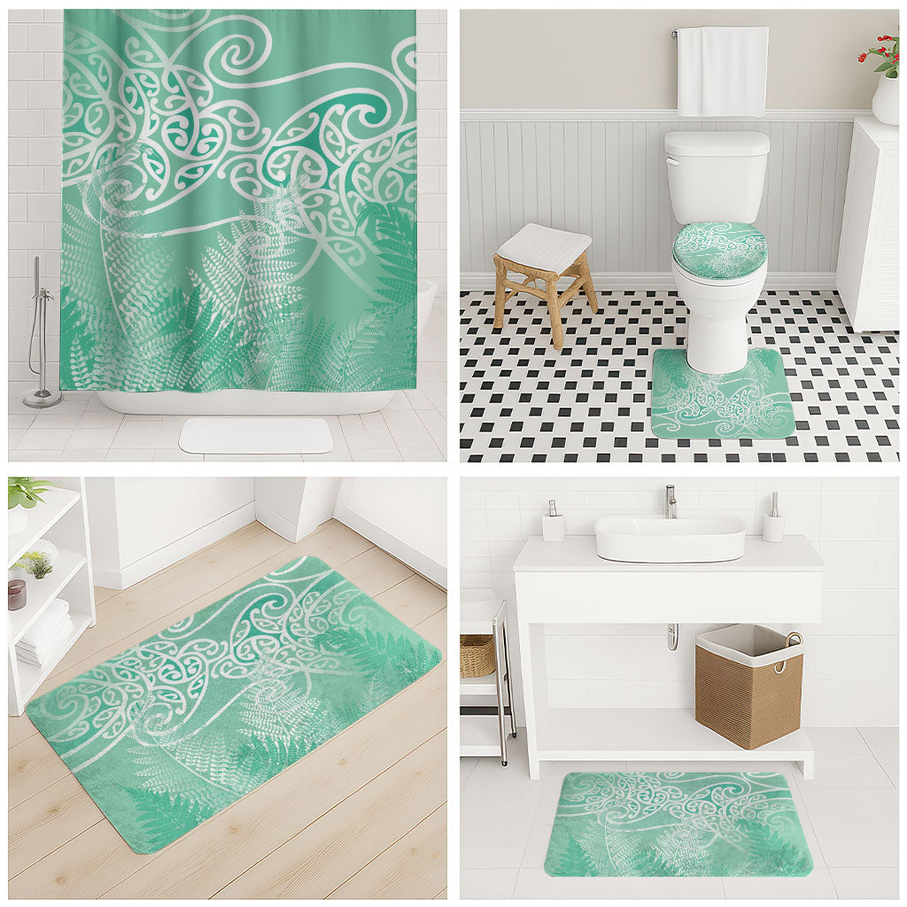 Aotearoa Maori Koru Curves Bathroom Set Silver Ferns - Mint LT7 - Polynesian Pride