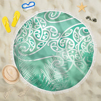 Aotearoa Maori Koru Curves Beach Blanket Silver Ferns - Mint LT7 One Size 150cm Mint Green - Polynesian Pride