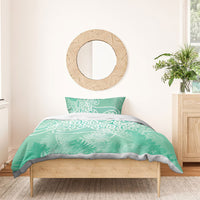 Aotearoa Maori Koru Curves Bedding Set Silver Ferns - Mint