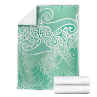 Aotearoa Maori Koru Curves Blanket Silver Ferns - Mint LT7 - Polynesian Pride