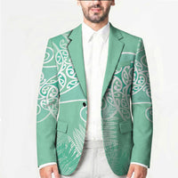 Aotearoa Maori Koru Curves Blazer Silver Ferns - Mint LT7 - Polynesian Pride
