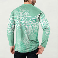 Aotearoa Maori Koru Curves Button Sweatshirt Silver Ferns - Mint LT7 - Polynesian Pride