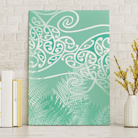 Aotearoa Maori Koru Curves Canvas Wall Art Silver Ferns - Mint LT7 Without Frame Mint Green - Polynesian Pride