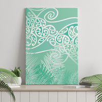 Aotearoa Maori Koru Curves Canvas Wall Art Silver Ferns - Mint LT7 - Polynesian Pride