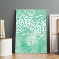 Aotearoa Maori Koru Curves Canvas Wall Art Silver Ferns - Mint LT7 - Polynesian Pride
