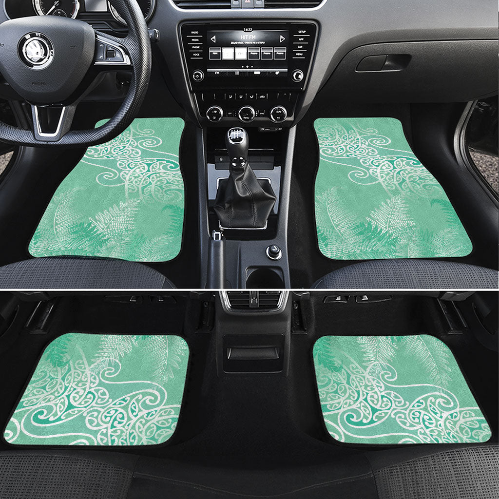 Aotearoa Maori Koru Curves Car Mats Silver Ferns - Mint