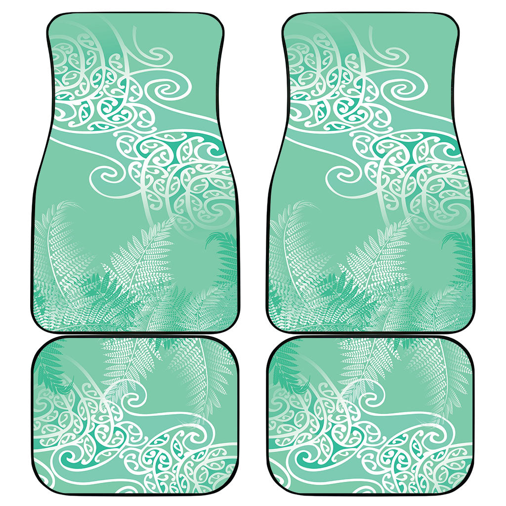 Aotearoa Maori Koru Curves Car Mats Silver Ferns - Mint