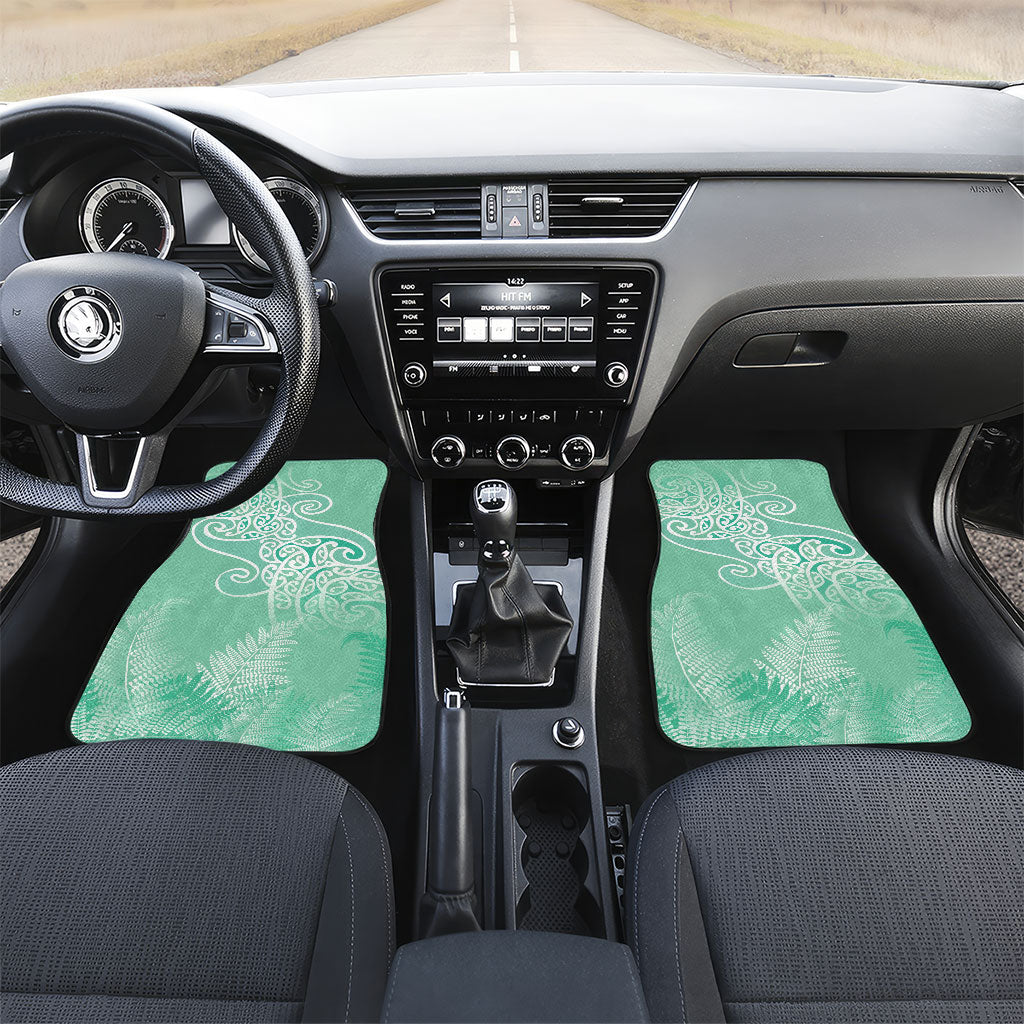 Aotearoa Maori Koru Curves Car Mats Silver Ferns - Mint