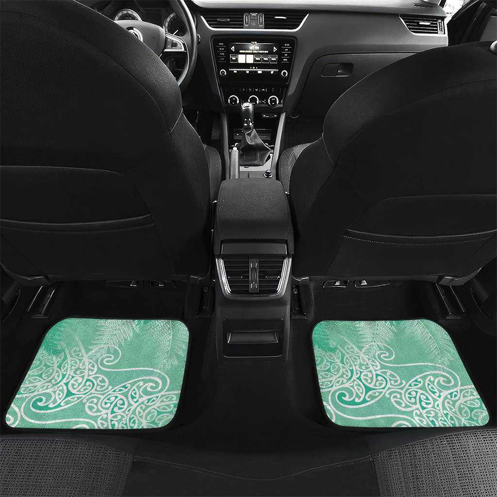 Aotearoa Maori Koru Curves Car Mats Silver Ferns - Mint