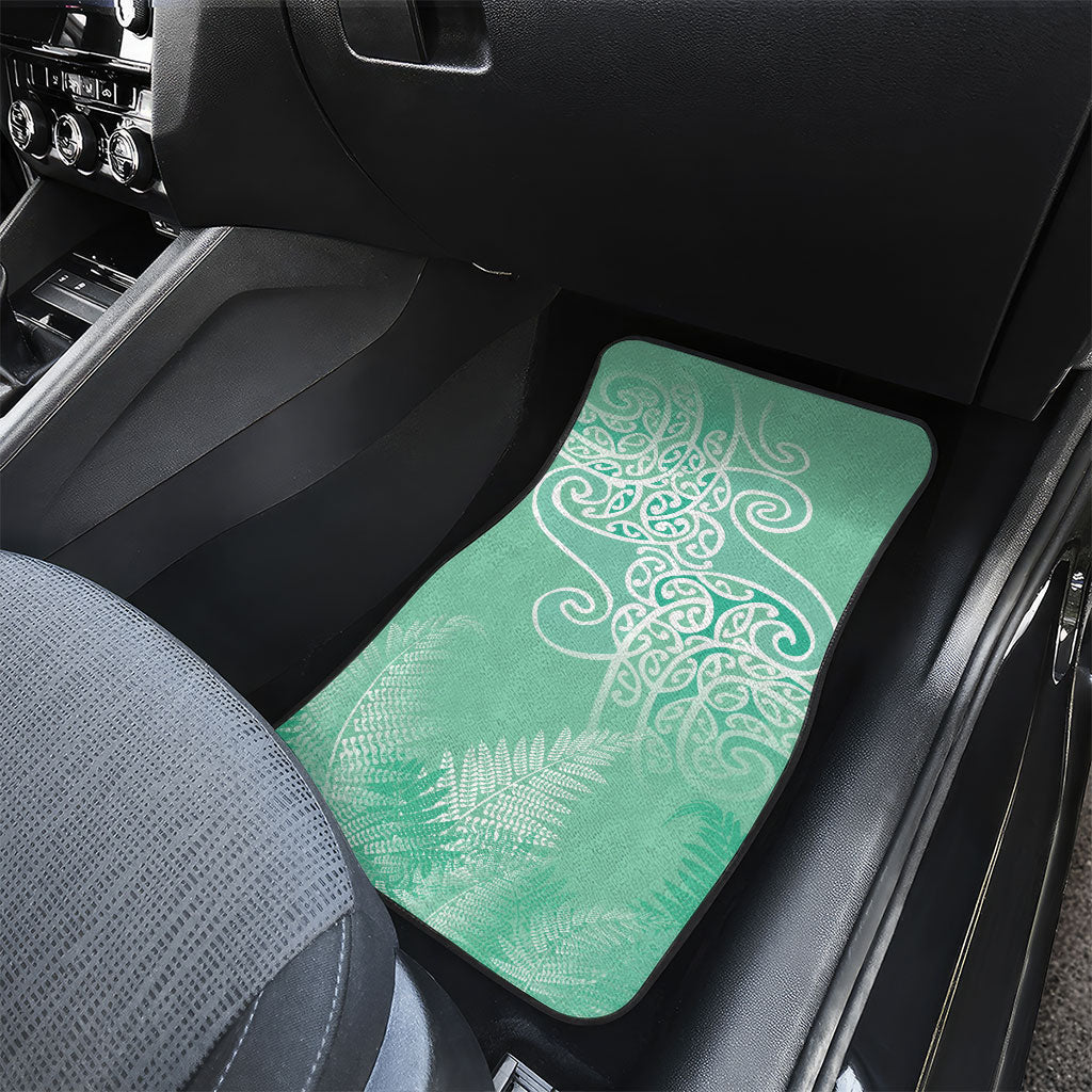 Aotearoa Maori Koru Curves Car Mats Silver Ferns - Mint