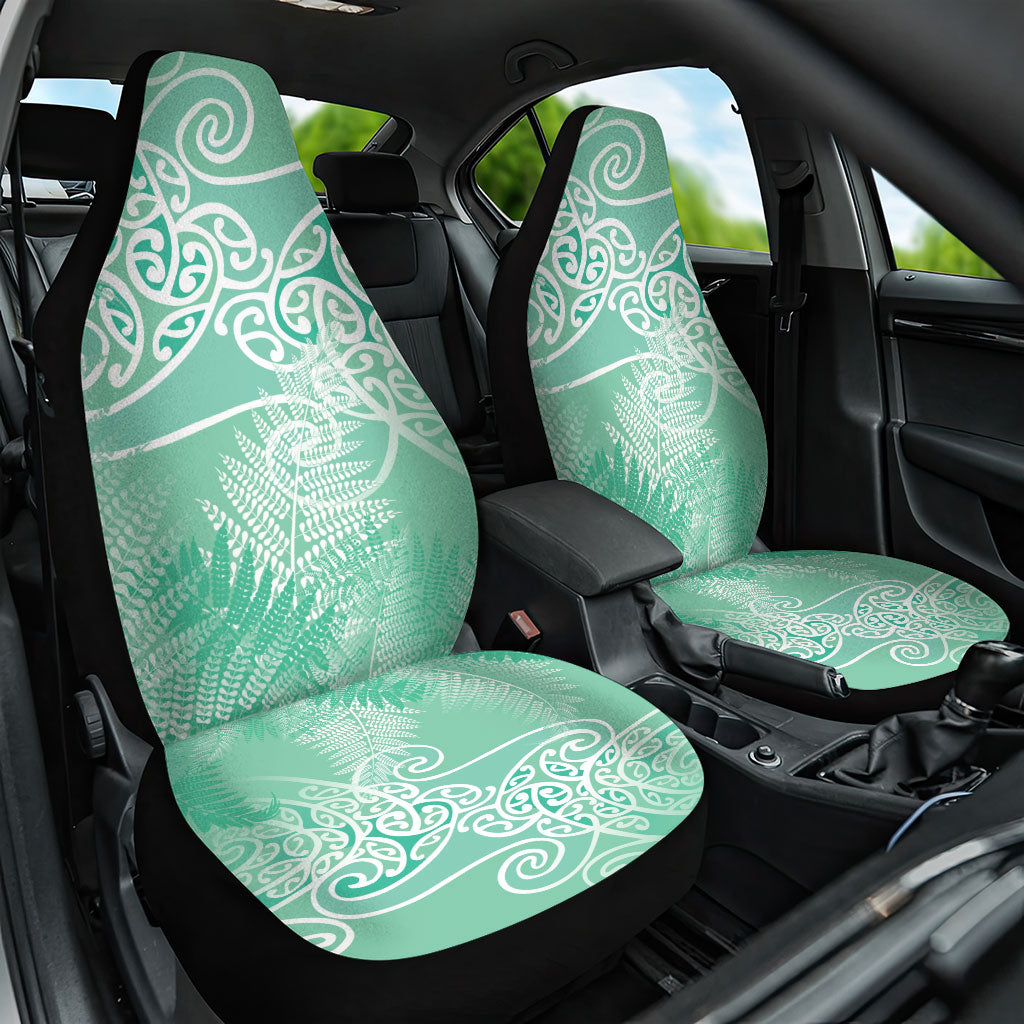 Aotearoa Maori Koru Curves Car Seat Cover Silver Ferns - Mint LT7 One Size Mint Green - Polynesian Pride