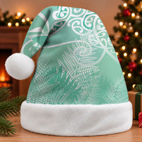 Aotearoa Maori Koru Curves Christmas Santa Hat Silver Ferns - Mint LT7 Without Fur Mint Green - Polynesian Pride