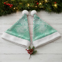 Aotearoa Maori Koru Curves Christmas Santa Hat Silver Ferns - Mint LT7 - Polynesian Pride