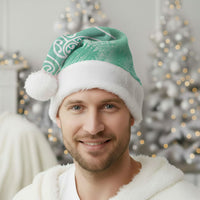 Aotearoa Maori Koru Curves Christmas Santa Hat Silver Ferns - Mint LT7 - Polynesian Pride
