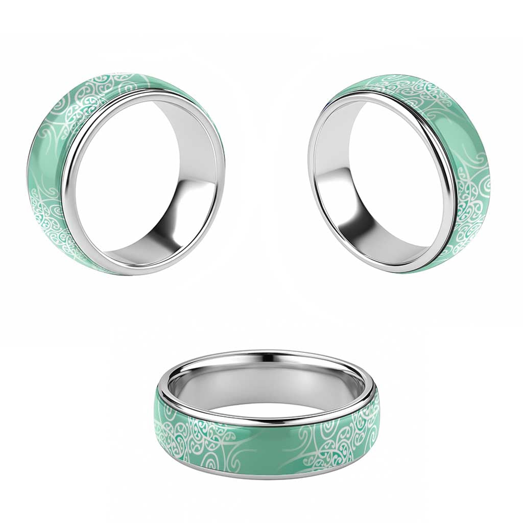 Aotearoa Maori Koru Curves Classic Ring Silver Ferns - Mint LT7 - Polynesian Pride