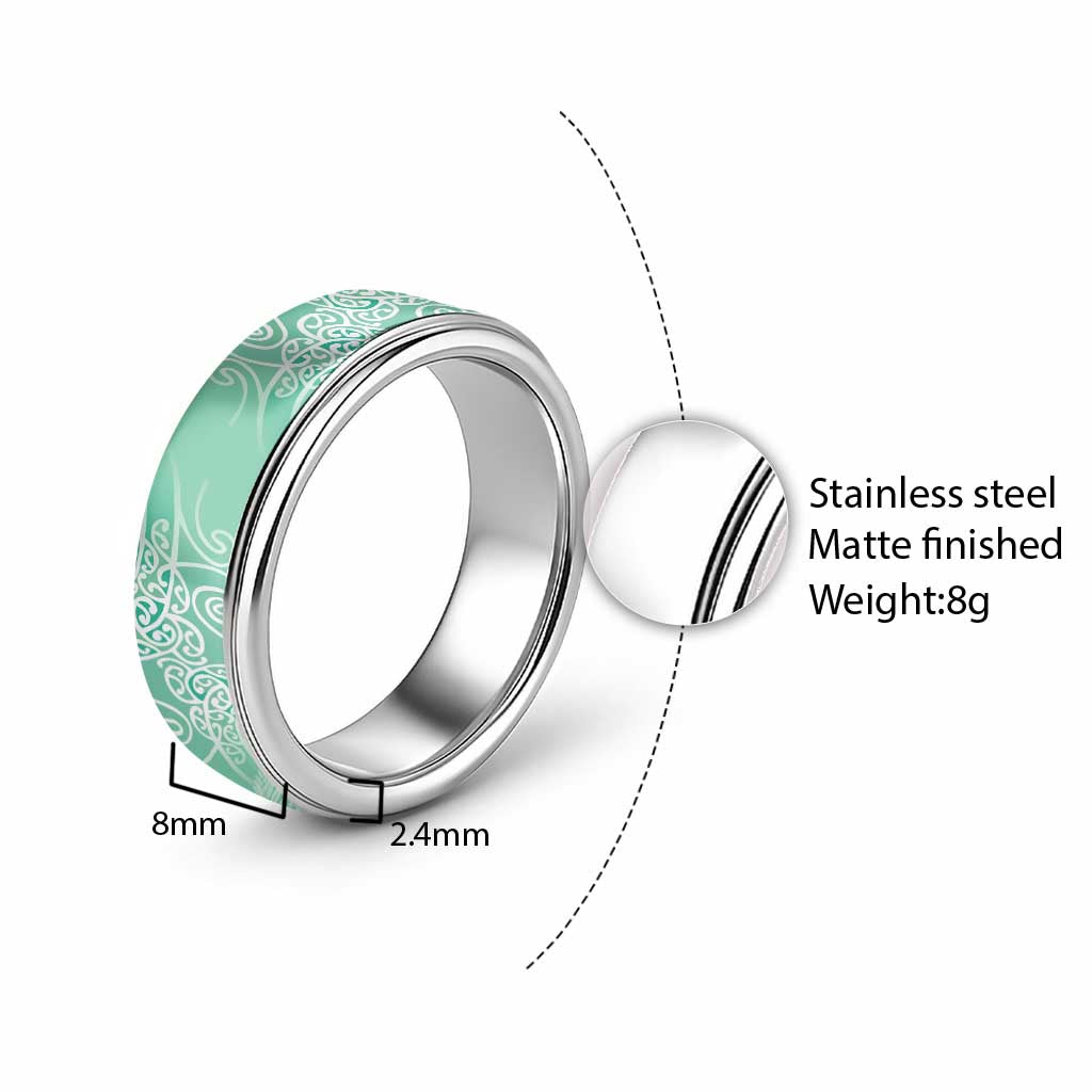 Aotearoa Maori Koru Curves Classic Ring Silver Ferns - Mint LT7 - Polynesian Pride